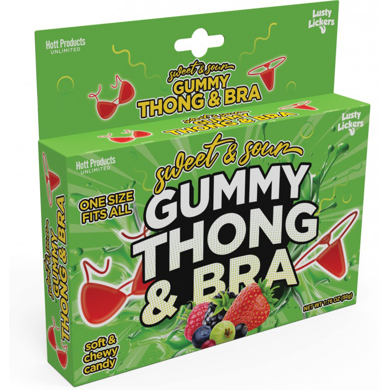 sweet and sour gummy thong and bra 