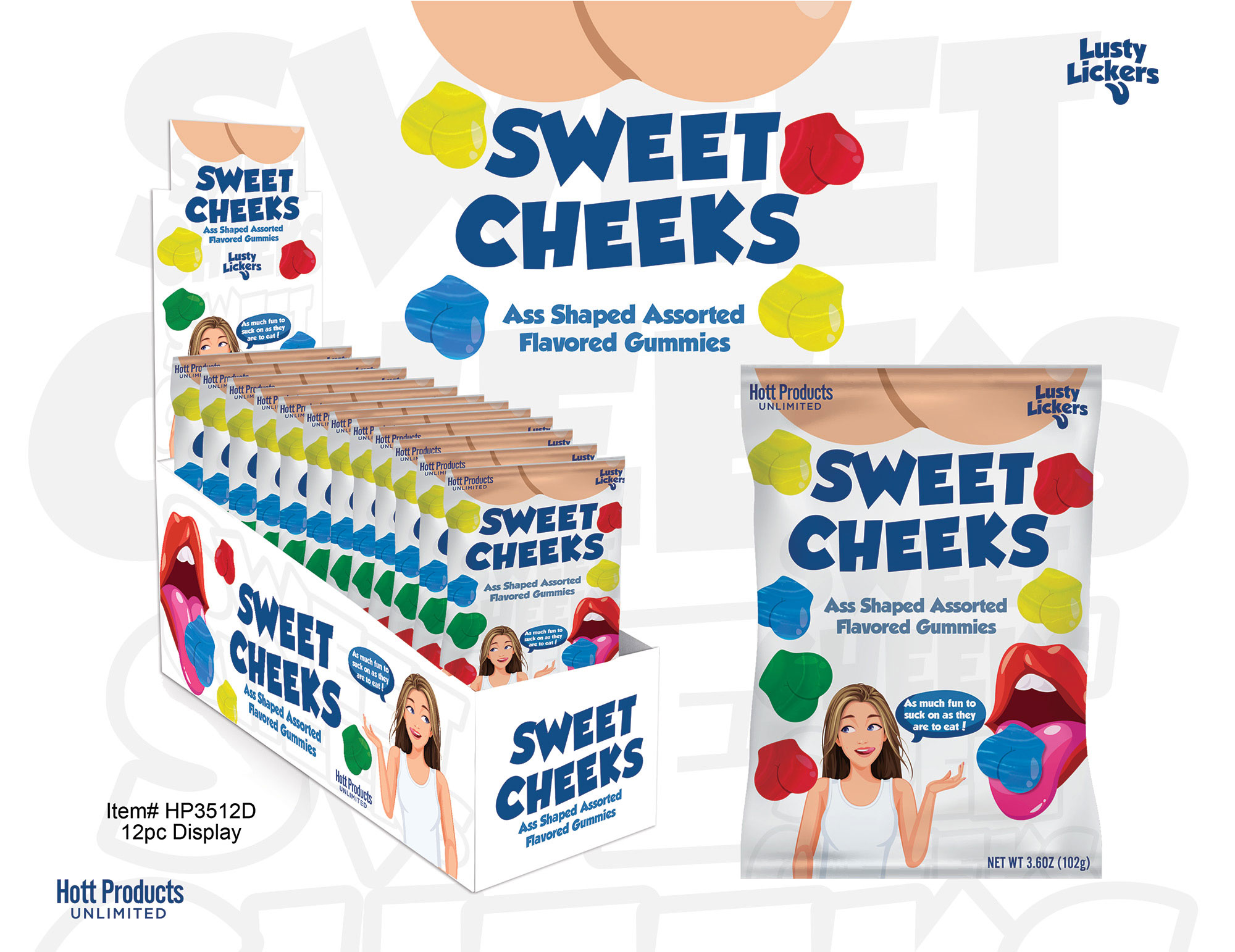 sweet cheeks gummies ass shaped gummies  assorted flavors 