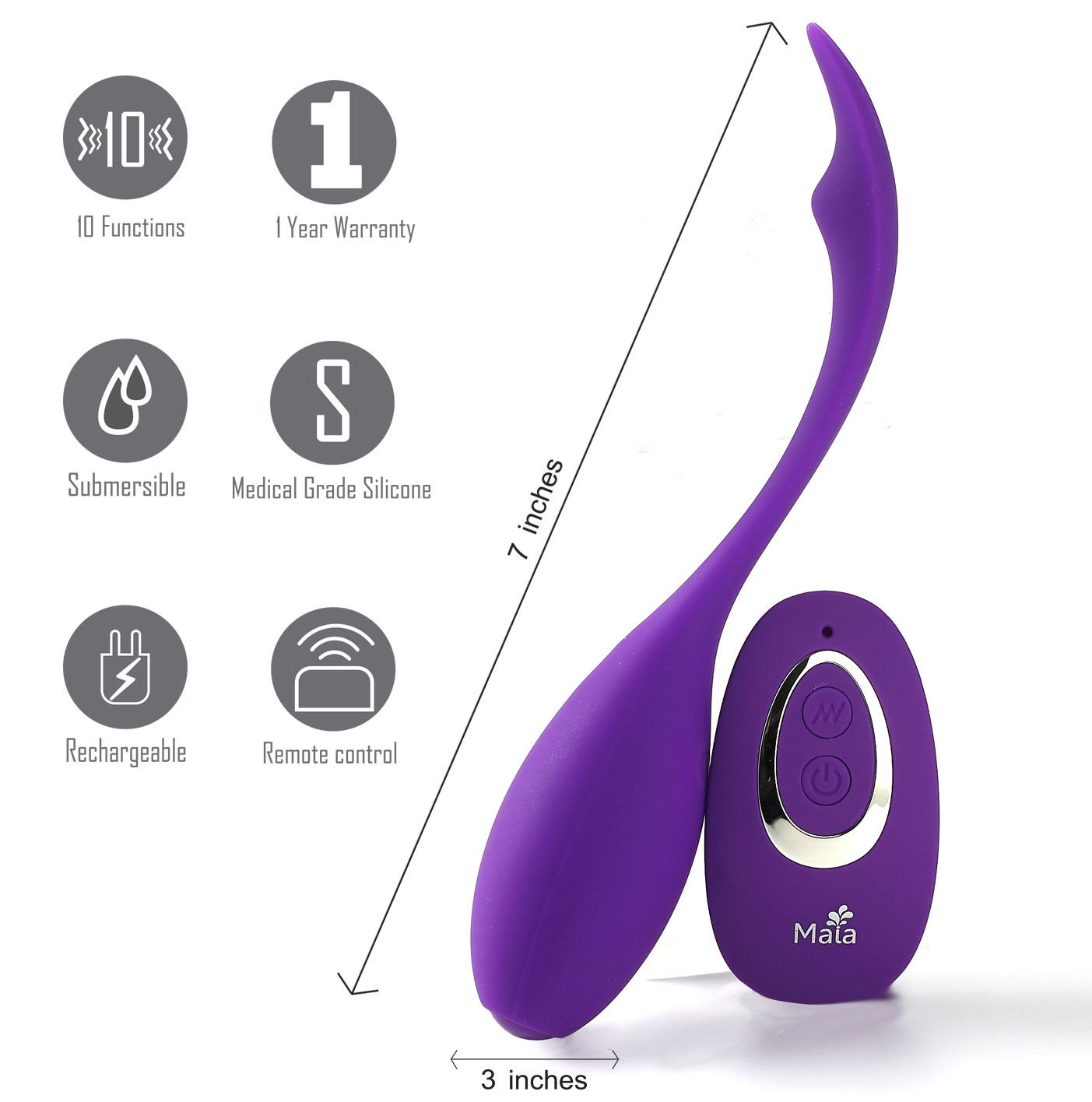 syrene remote control luxury usb rechargeable  bullet vibrator purple 