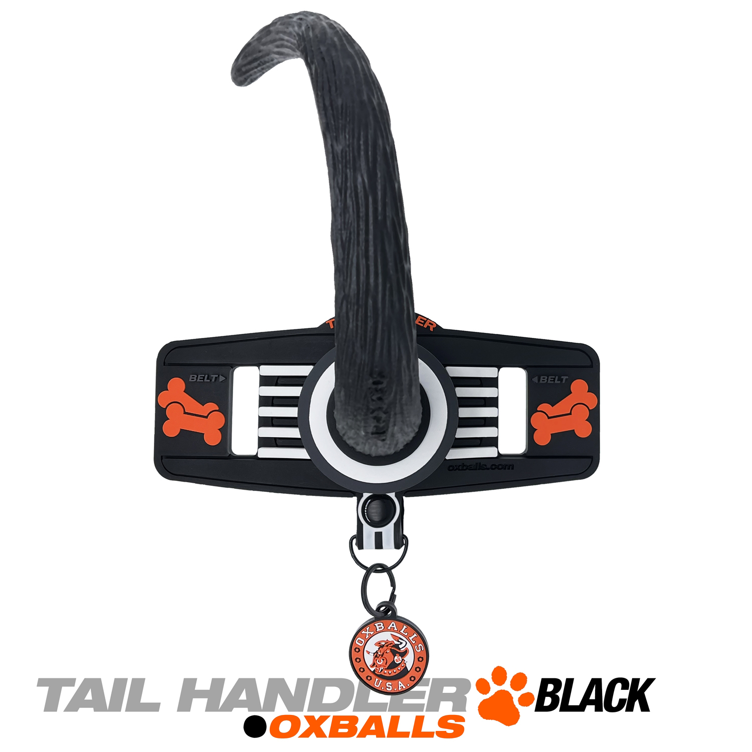 tail handler belt strap show tail  black 