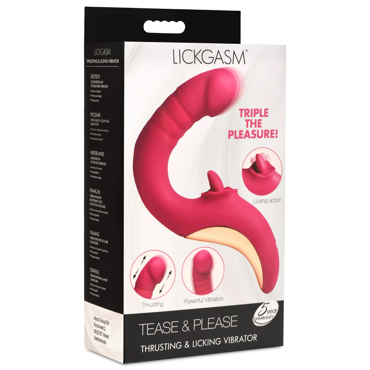 tease and please thrusting and licking vibrator  fuchsia 