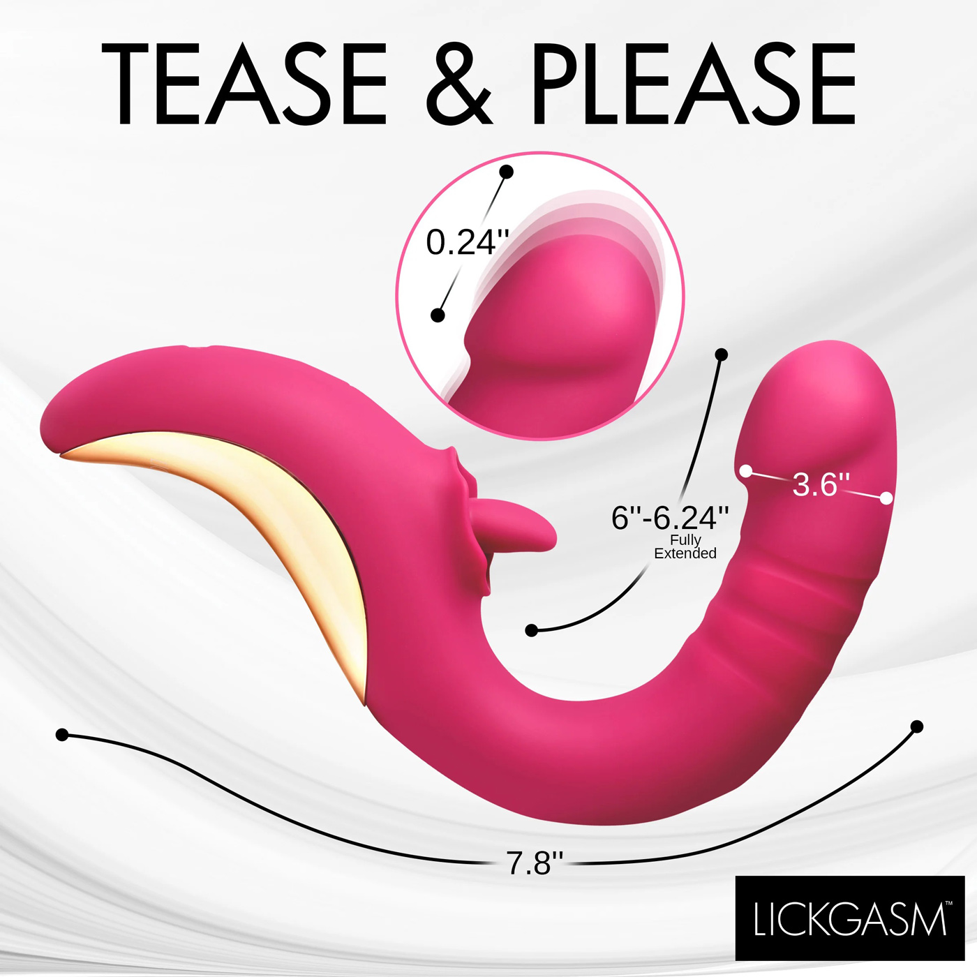 tease and please thrusting and licking vibrator  fuchsia 