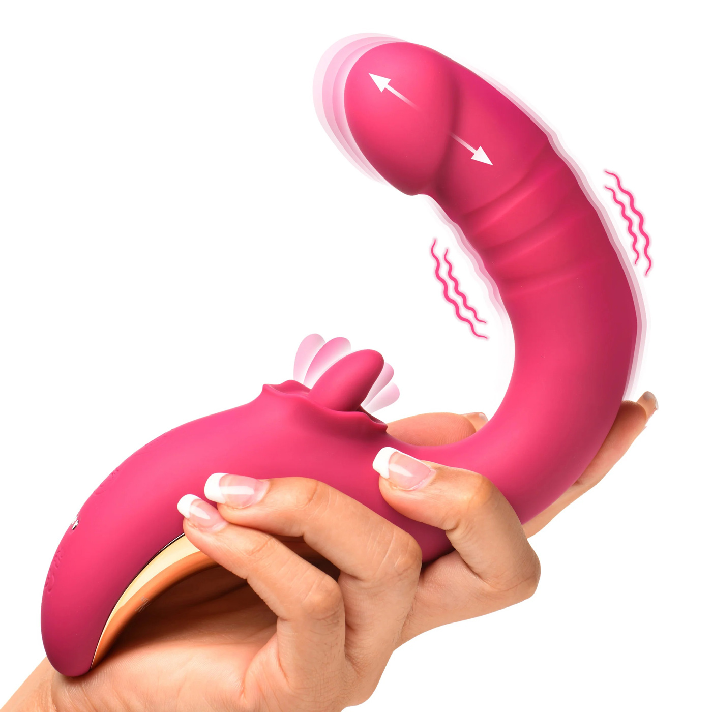 tease and please thrusting and licking vibrator  fuchsia 