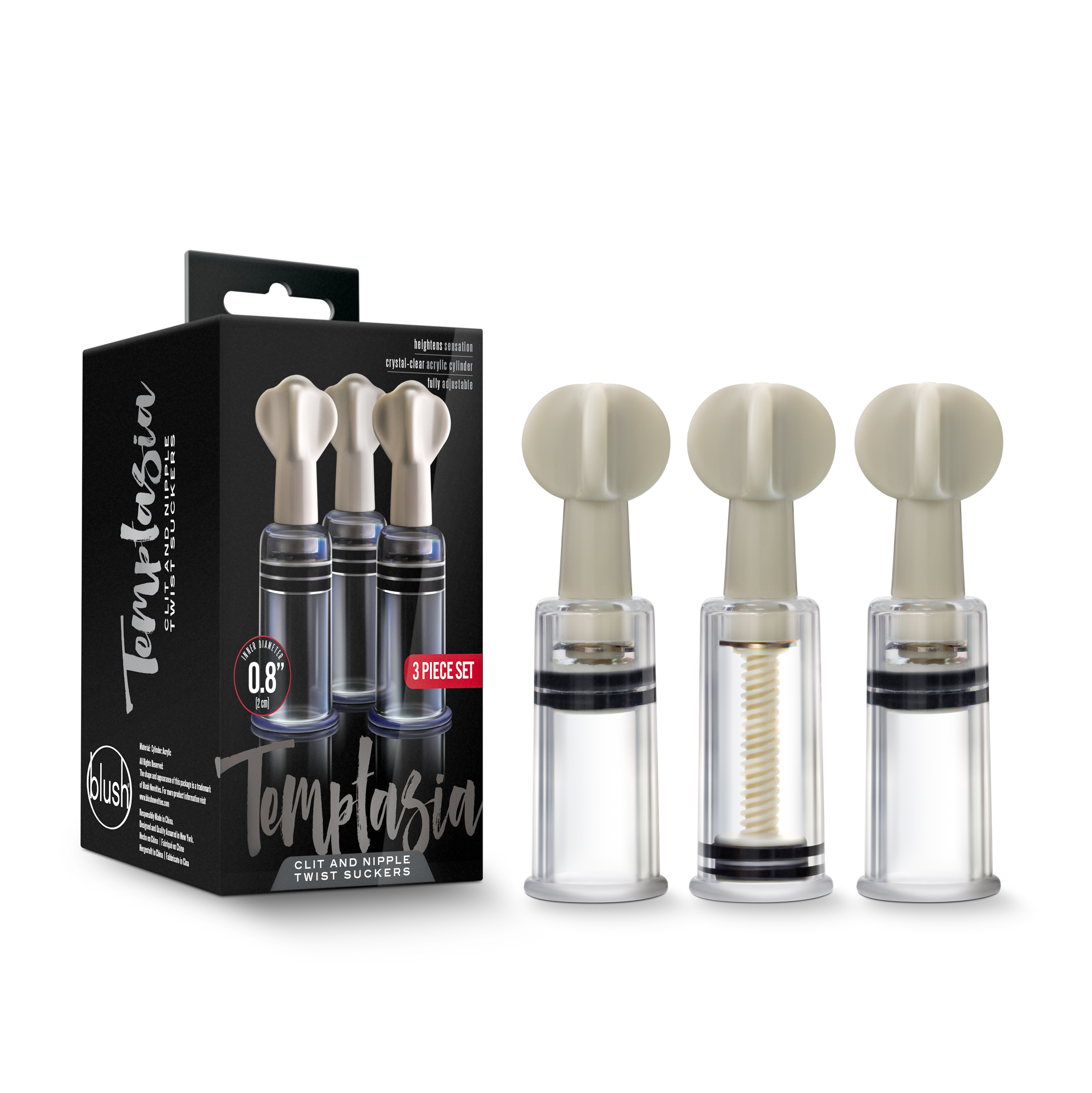 temptasia clit and nipple twist suckers set of  clear 