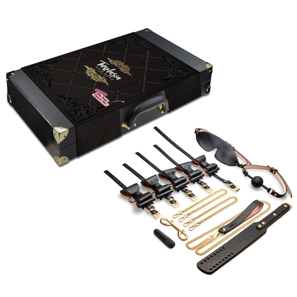 temptasia safe word bondage kit with suitcase  black 