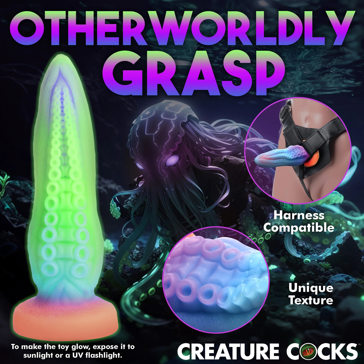 tenta cock glow in the dark silicone dildo 