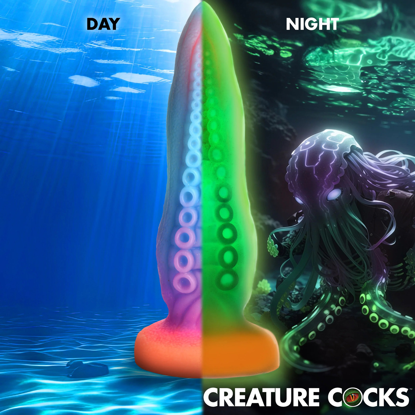 tenta cock glow in the dark silicone dildo 