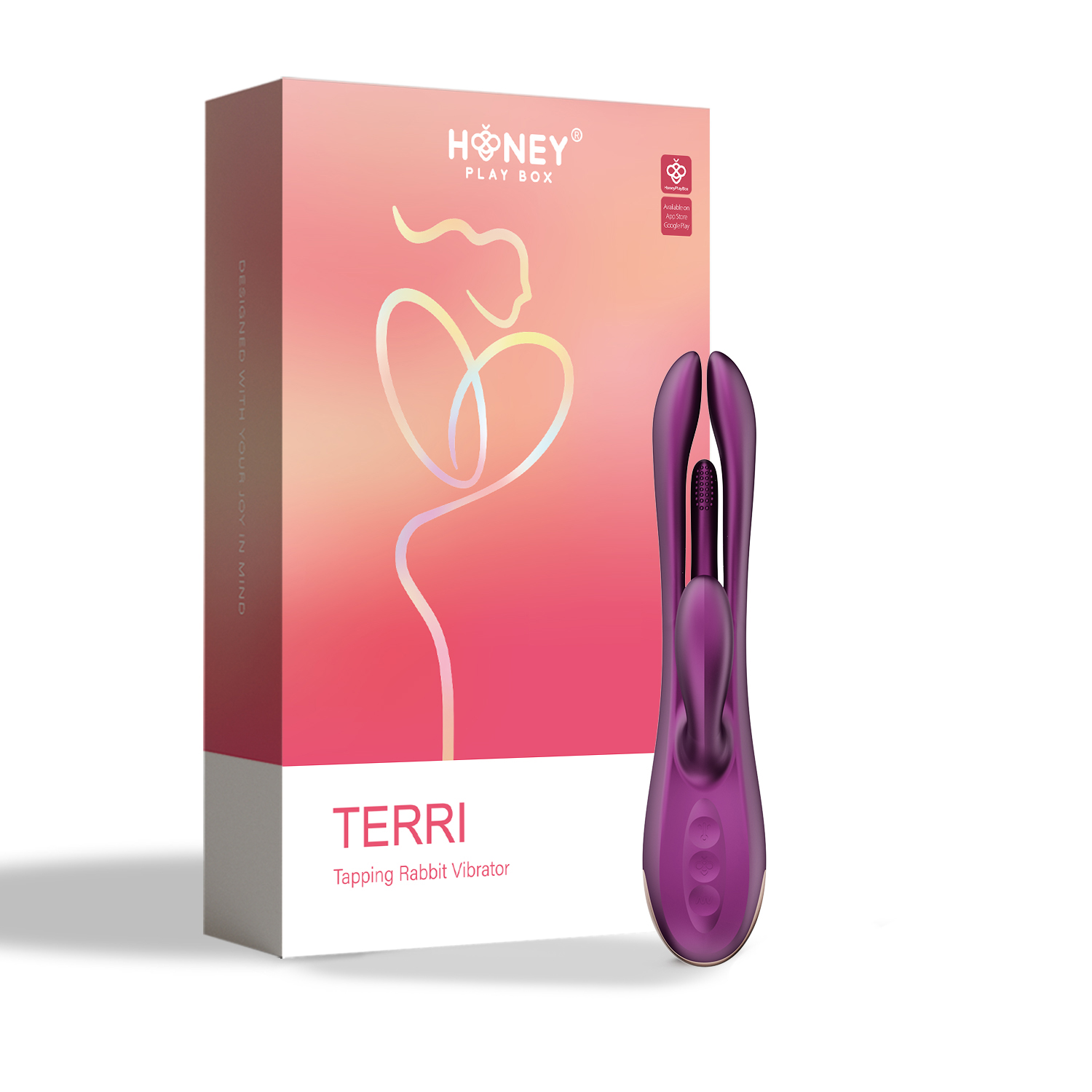 terri app controlled tapping rabbit vibrator  purple 