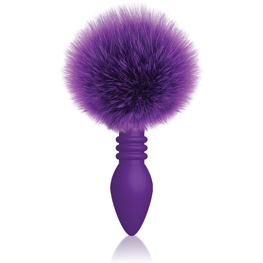 the s cottontails silicone bunny tail butt plug  ribbed purple 