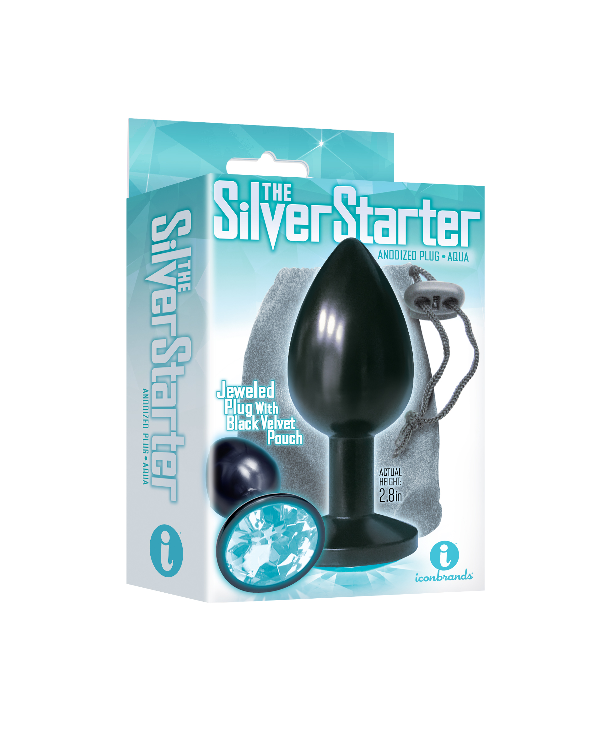 the s the silver starter anodized bejeweled stainless steel plug aqua 