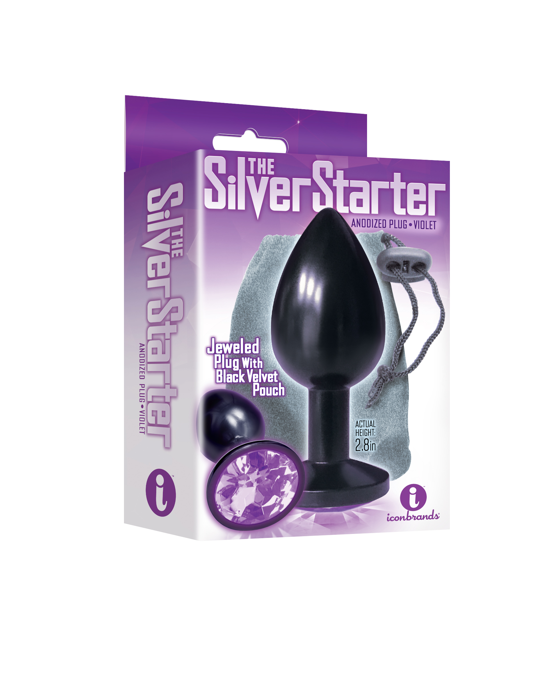 the s the silver starter anodized bejeweled stainless steel plug violet 