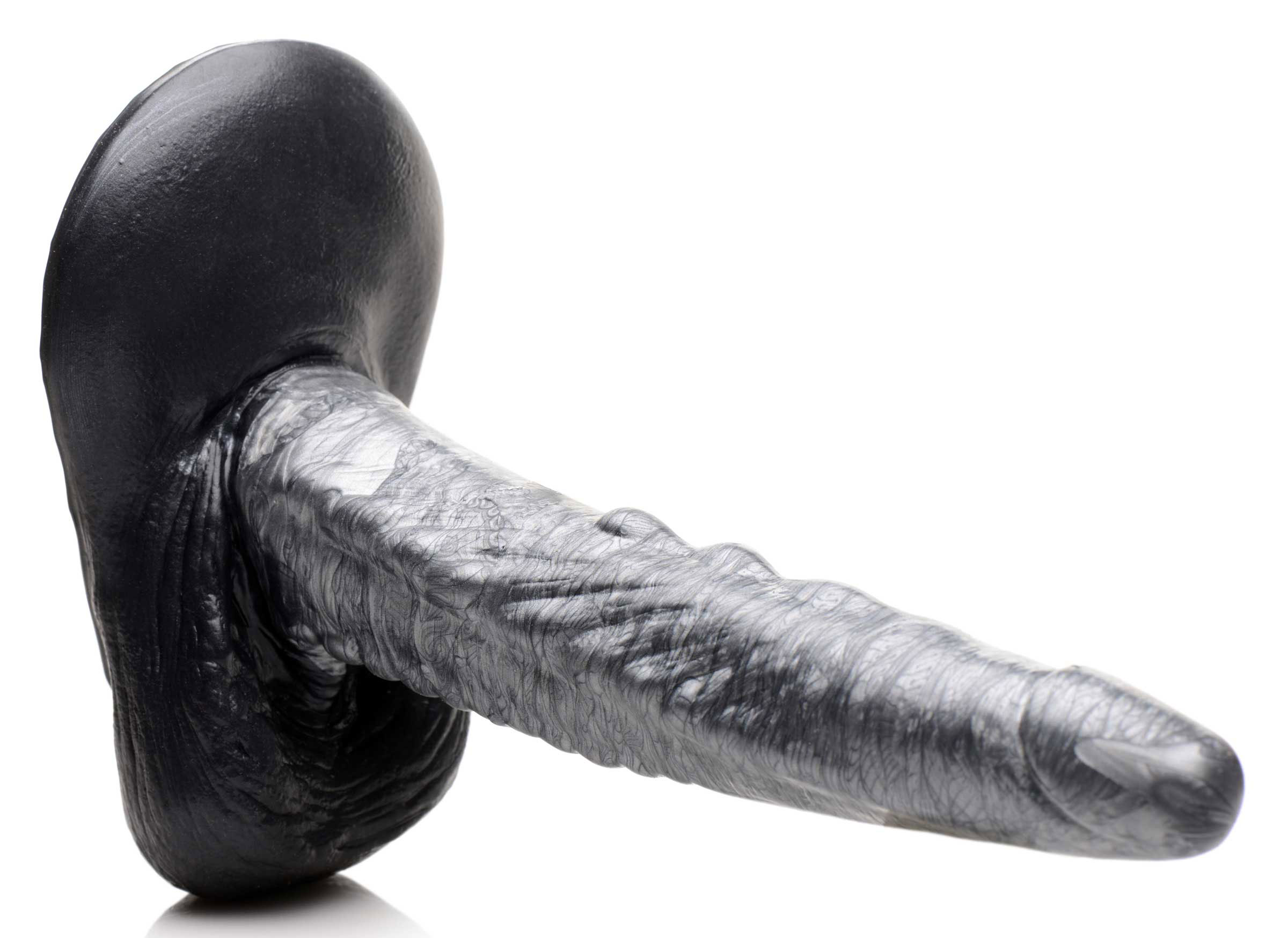 the gargoyle rock hard silicone dildo  silver 