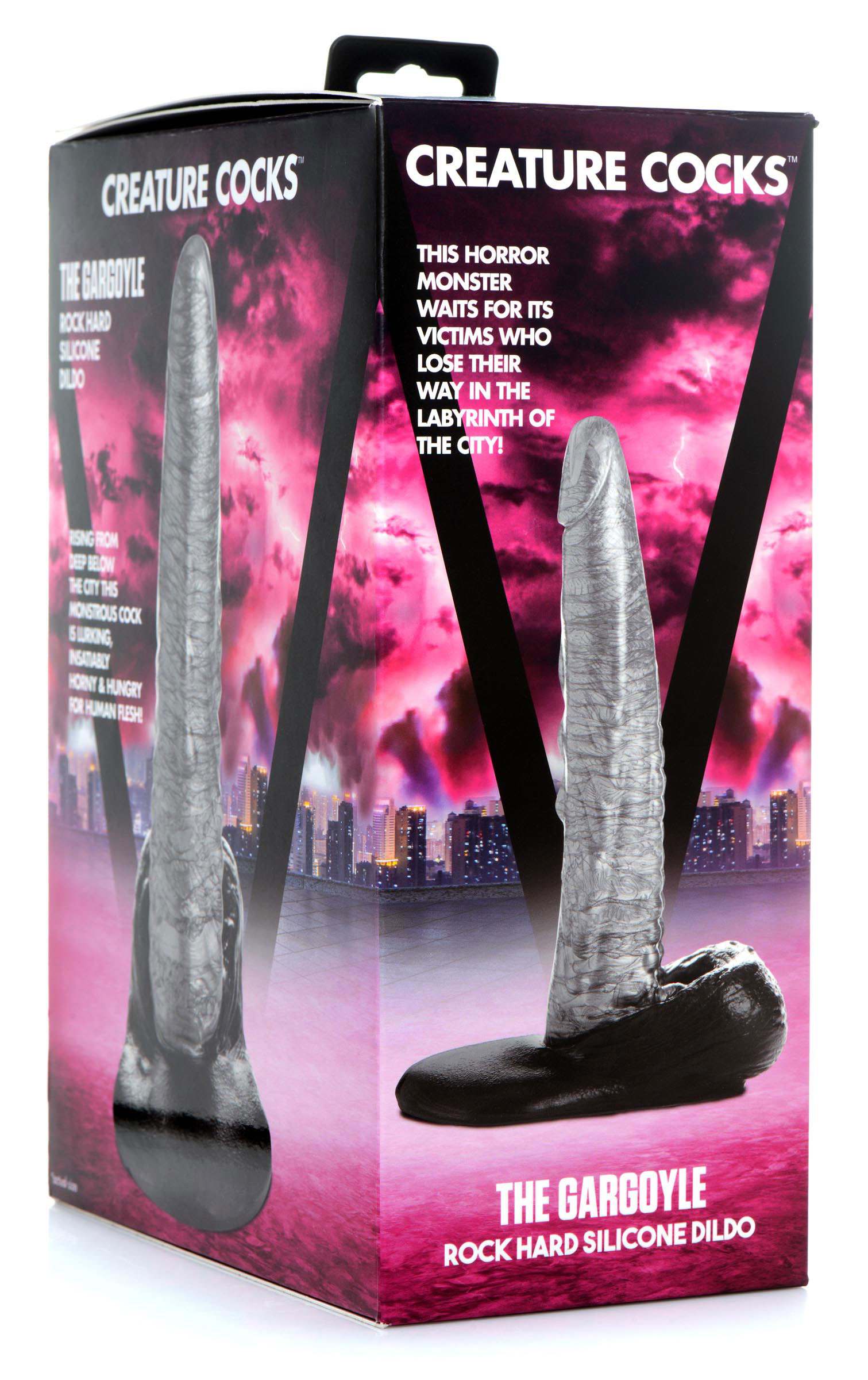 the gargoyle rock hard silicone dildo  silver 