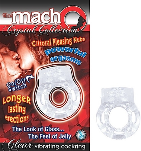 the macho crystal collection vibrating cock ring clear 