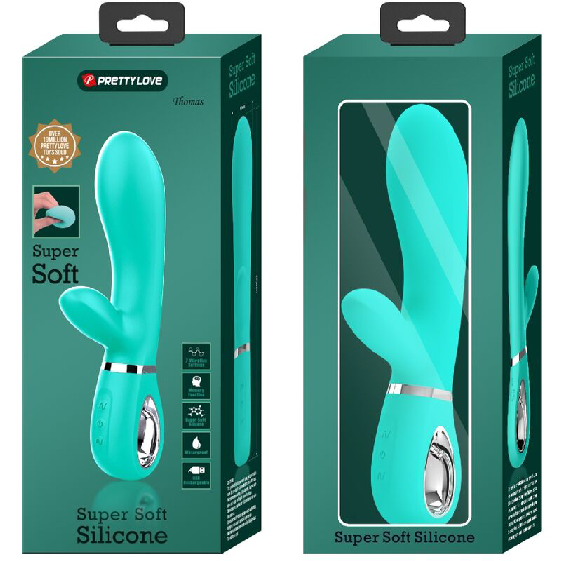 thomas super soft silicone rabbit vibrator turquoise 