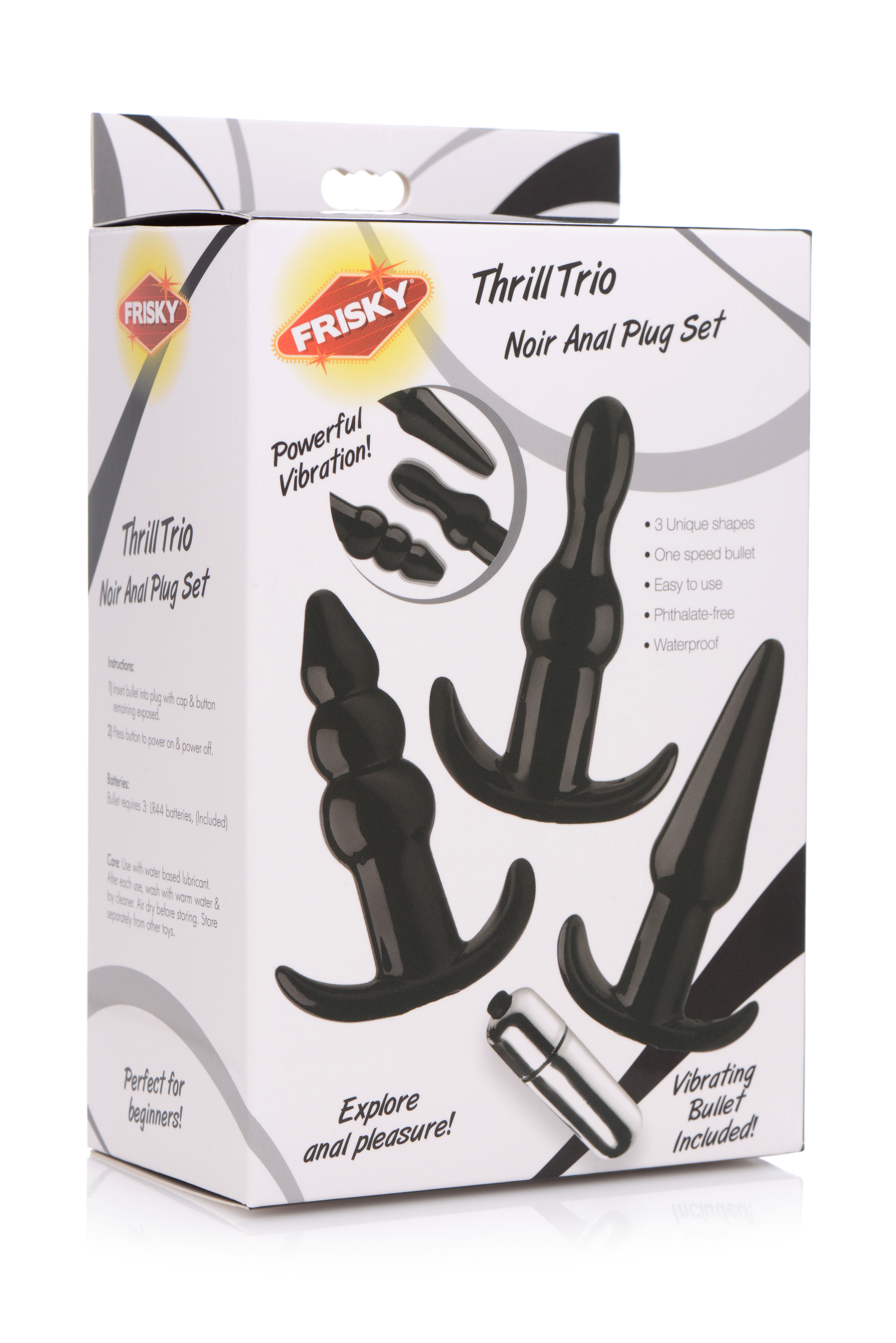 thrill trio anal plug set black 