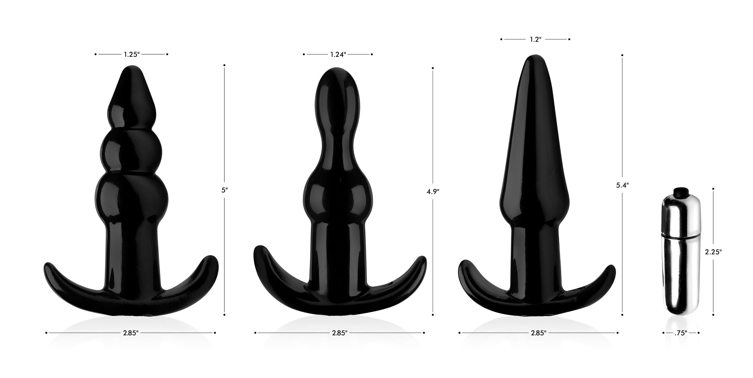 thrill trio anal plug set black 