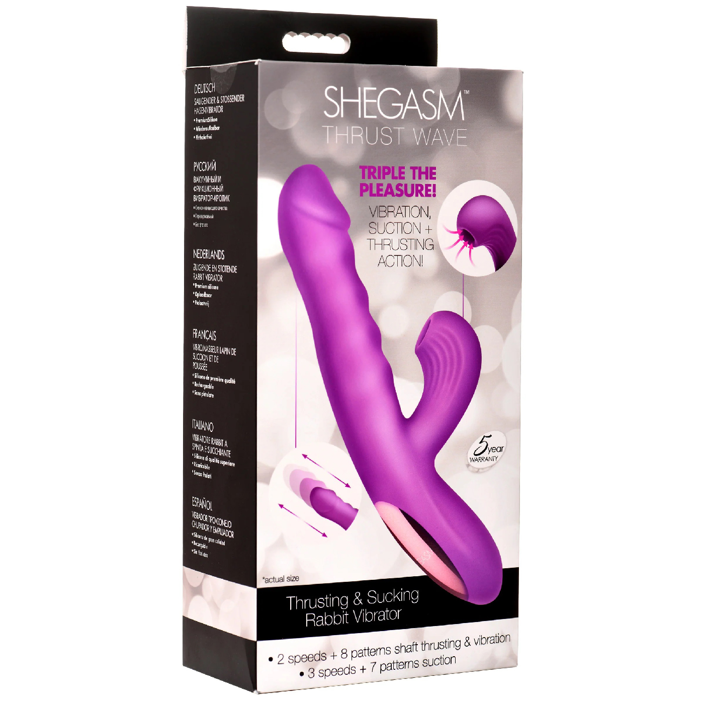 thrust wave thrusting and sucking rabbit vibrator  purple 