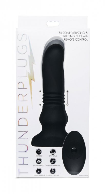 thunder plugs silicone vibrating and thrusting plug black 