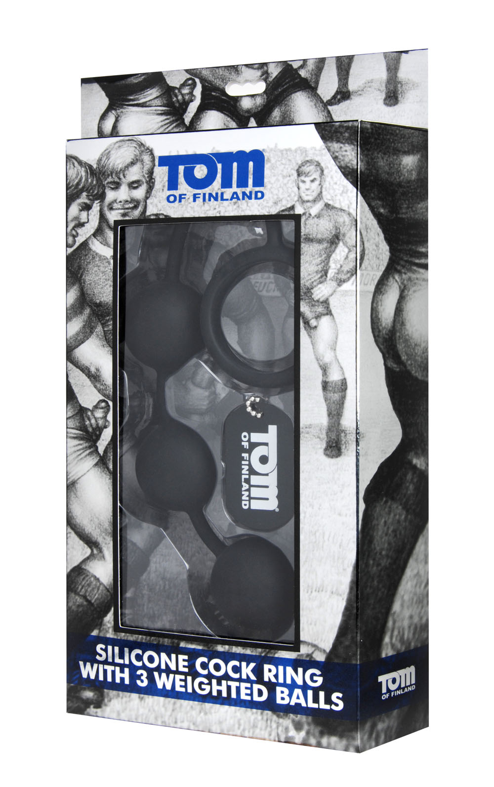 tom of finland silicone cock ring with  weighted balls 