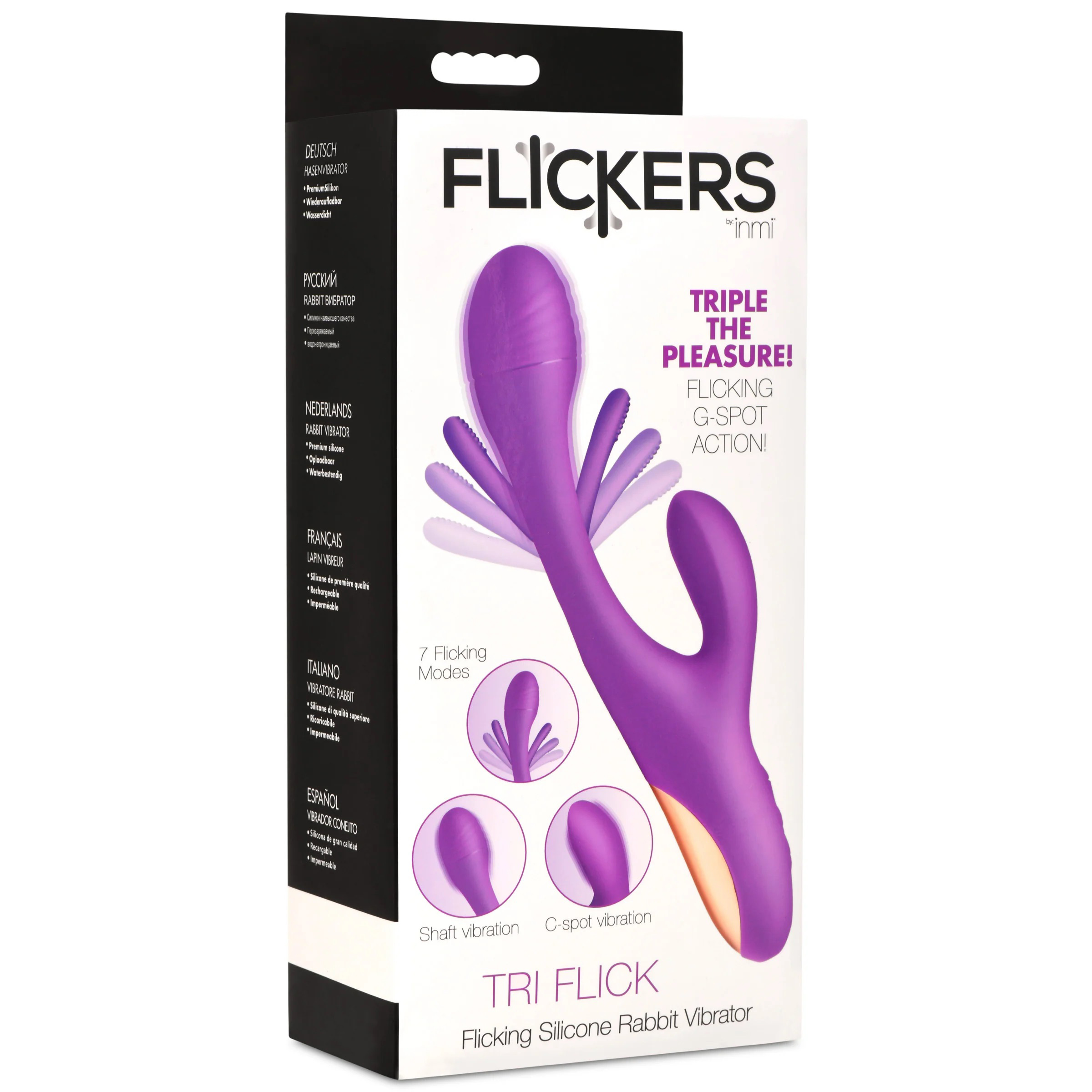 tri flick flicking silicone rabbit vibrator  purple 