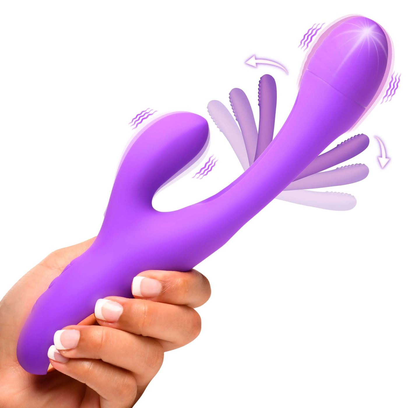 tri flick flicking silicone rabbit vibrator  purple 