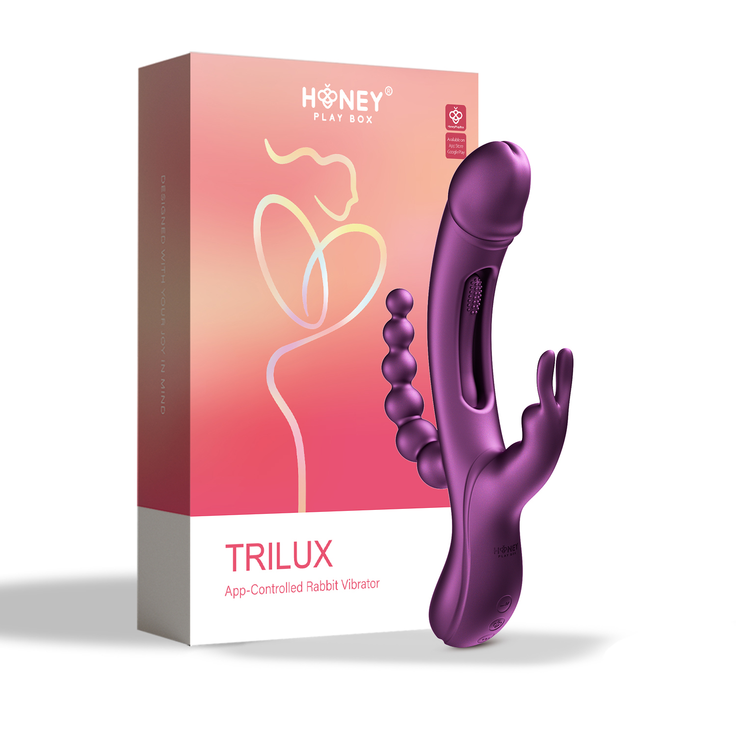 trilux app controlled rabbit vibrator purple 