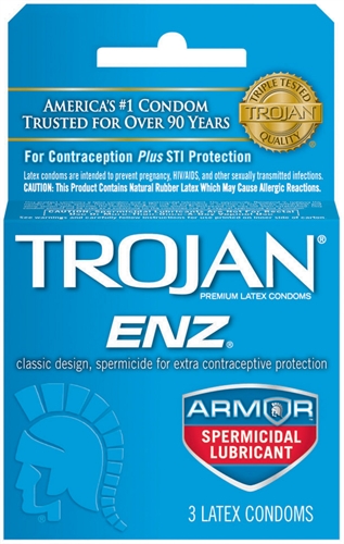 trojan enz armor spermicidal lubricated condoms  pack 