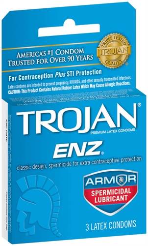 trojan enz armor spermicidal lubricated condoms  pack 