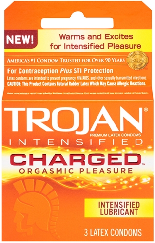 trojan intensified charged orgasmic pleasure condoms  pack 