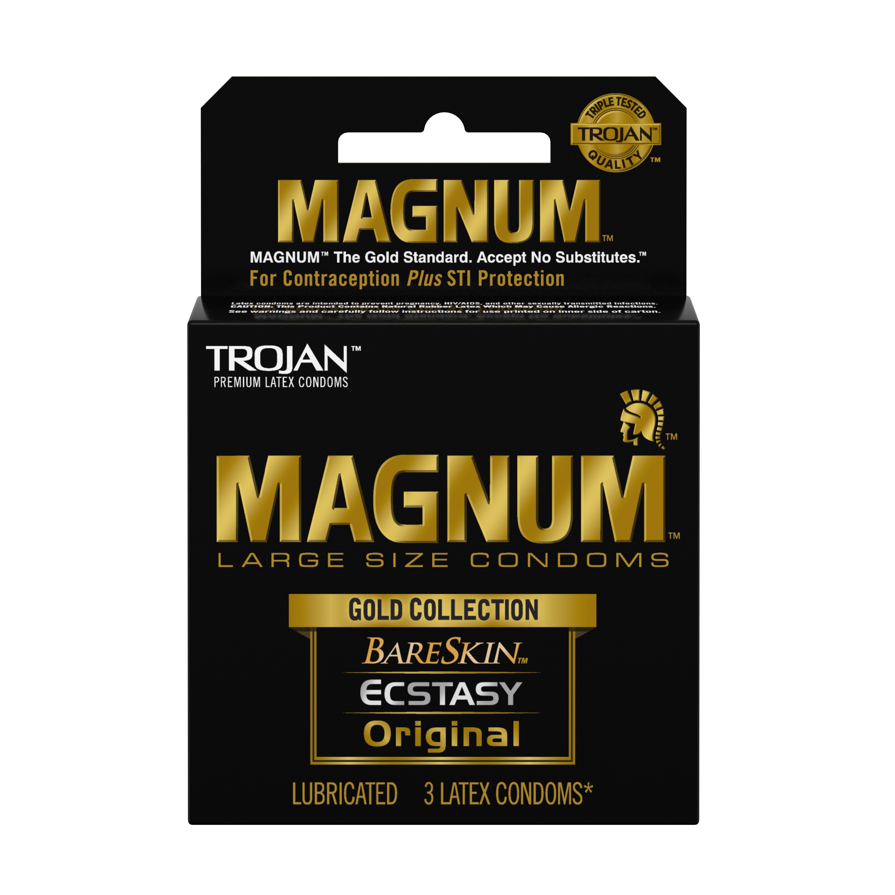 trojan magnum large size gold collection condoms  pack 