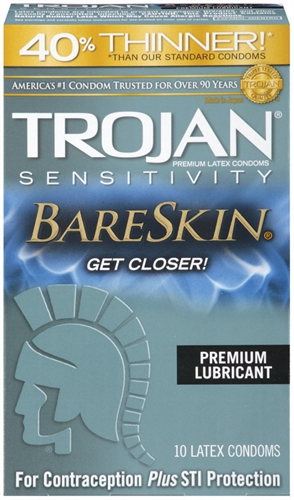 trojan sensitivity bareskin lubricated condoms  pack 