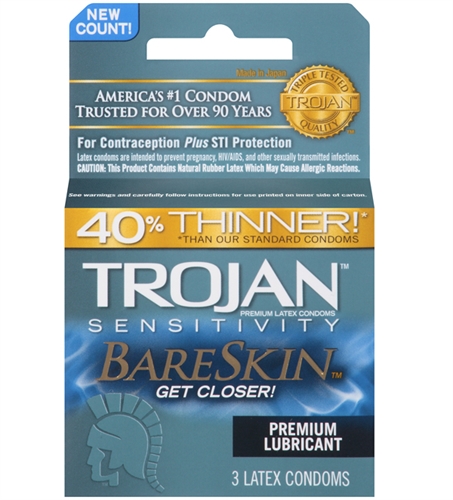 trojan sensitivity bareskin lubricated condoms  pack 