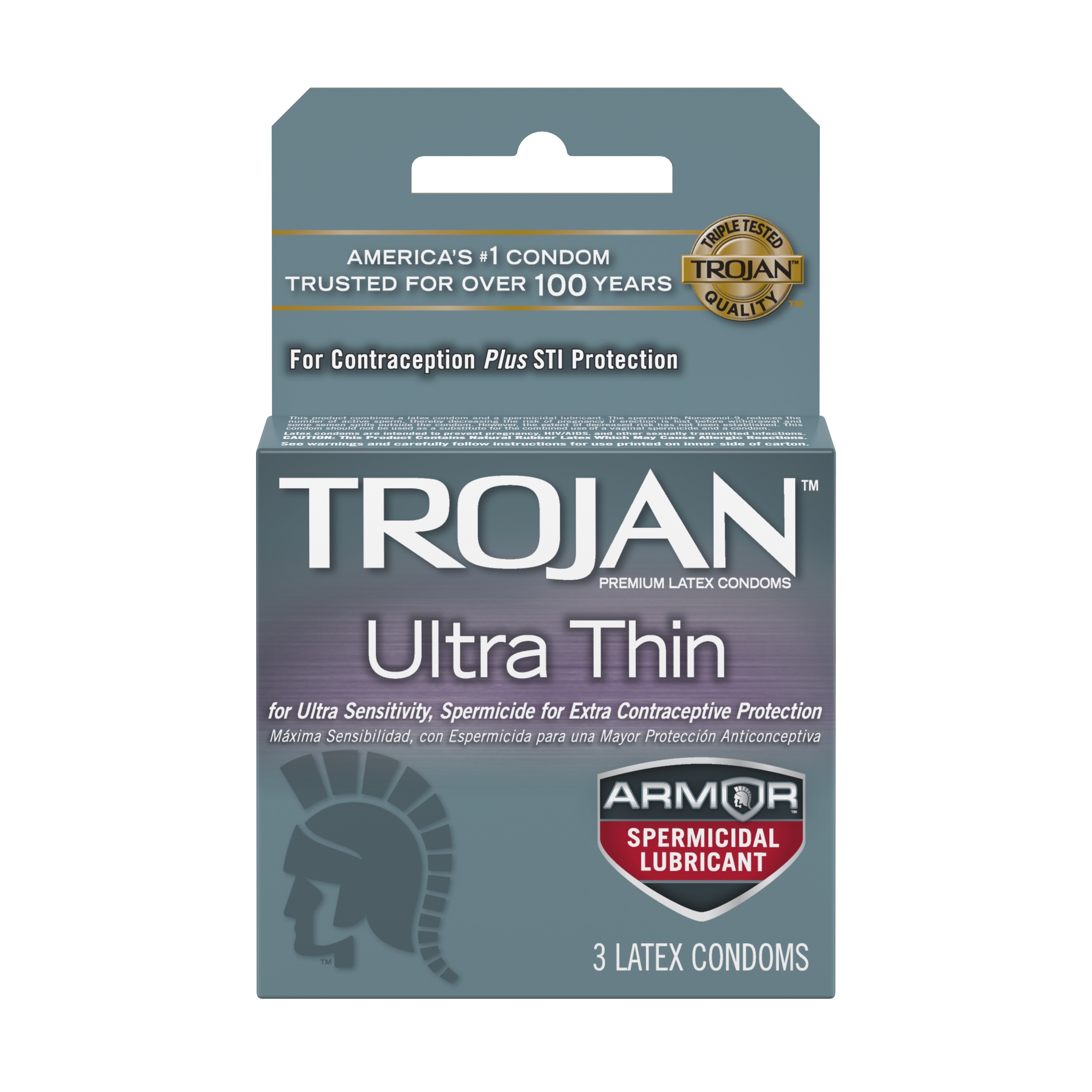 trojan ultra thin armor spermicidal condoms  pack 