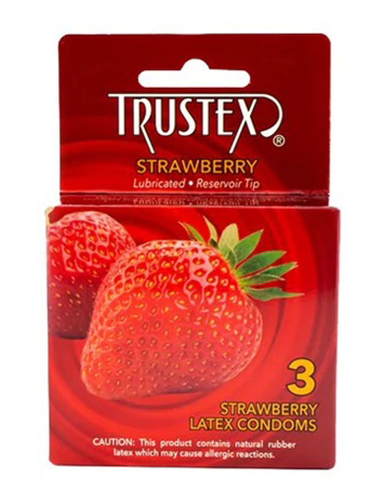 trustex flavored lubricated condoms  pack strawberry 