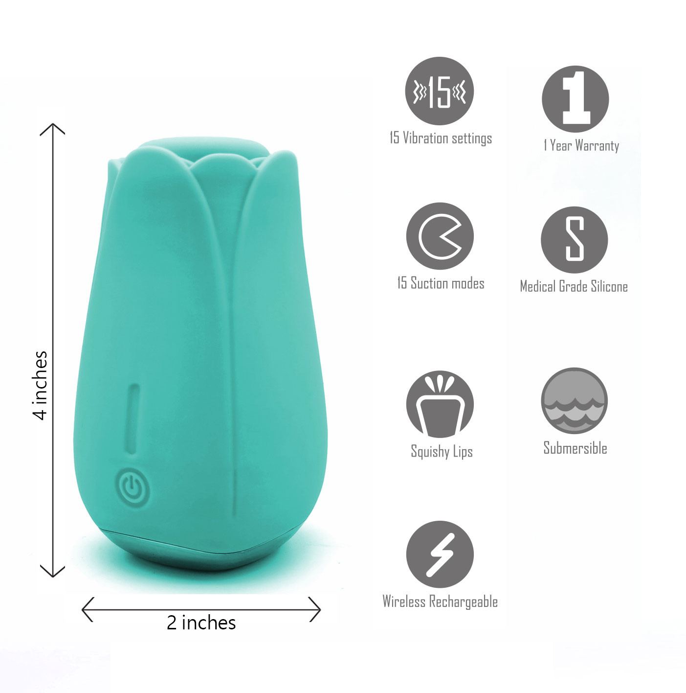 tulip pro  function suction vibe with wireless  charging teal blue 