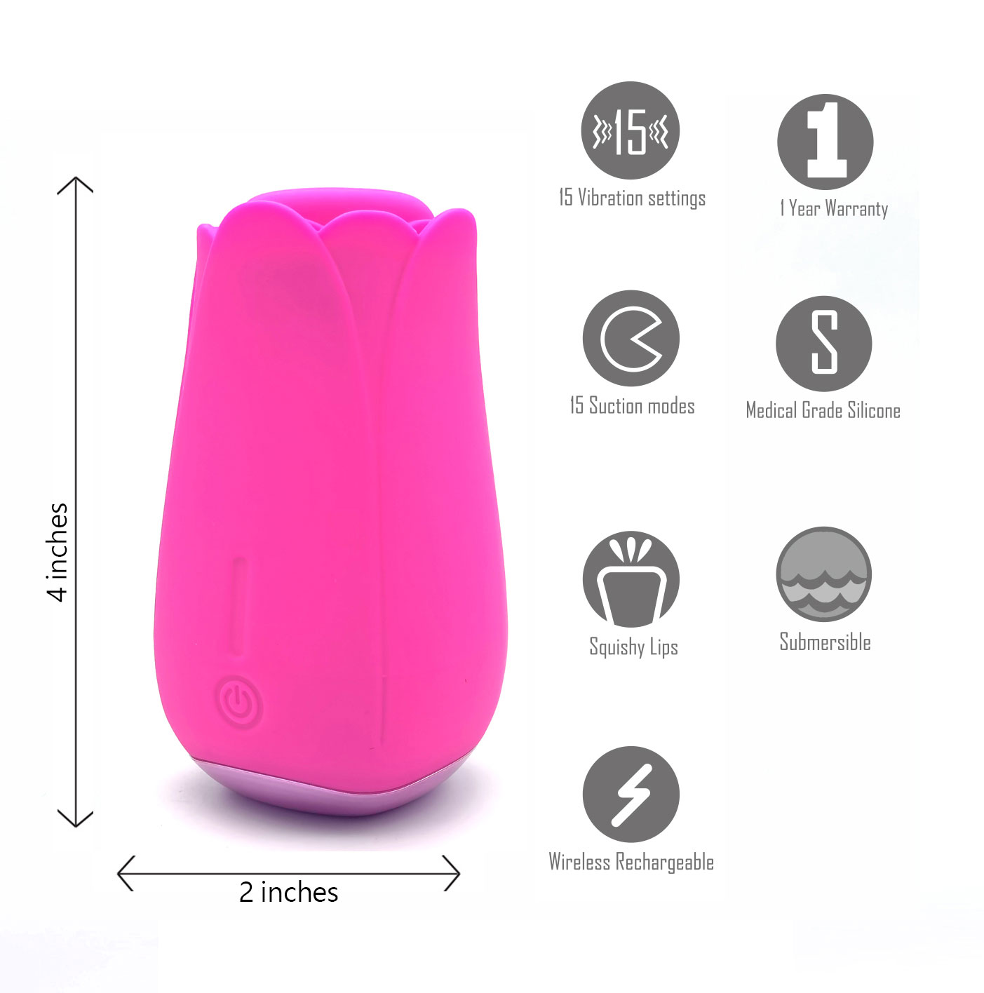 tulip pro  function suction vibe with wireless charging pink 