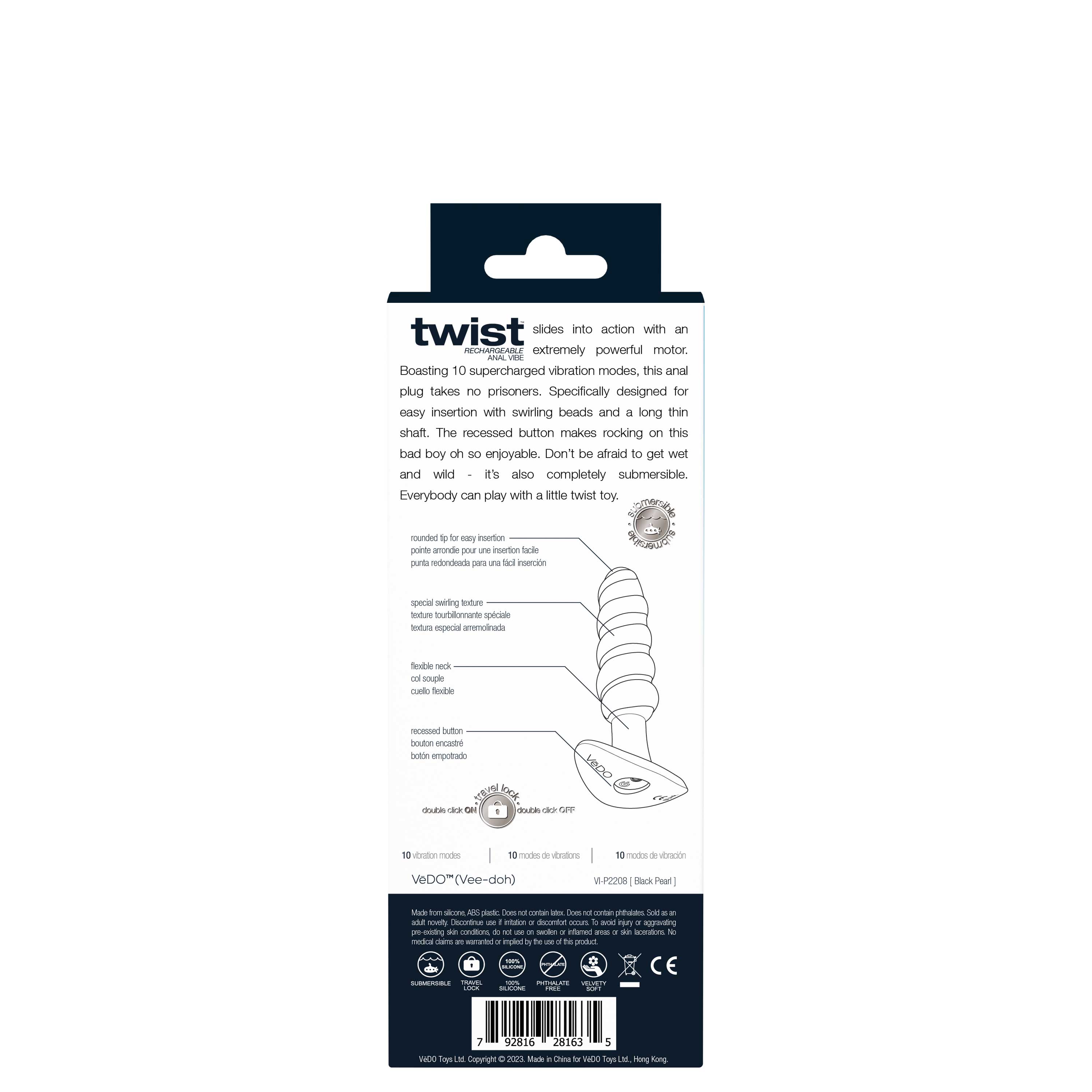 twist rechargeable anal vibe black pearl 