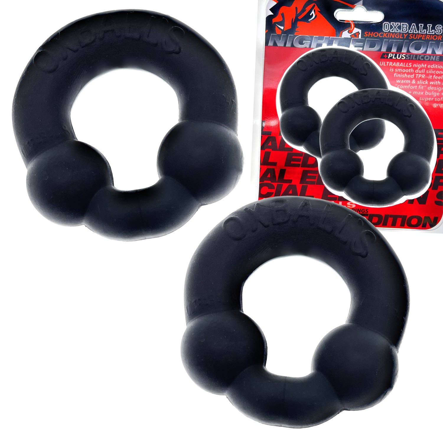 ultraballs   piece cockring set night black 