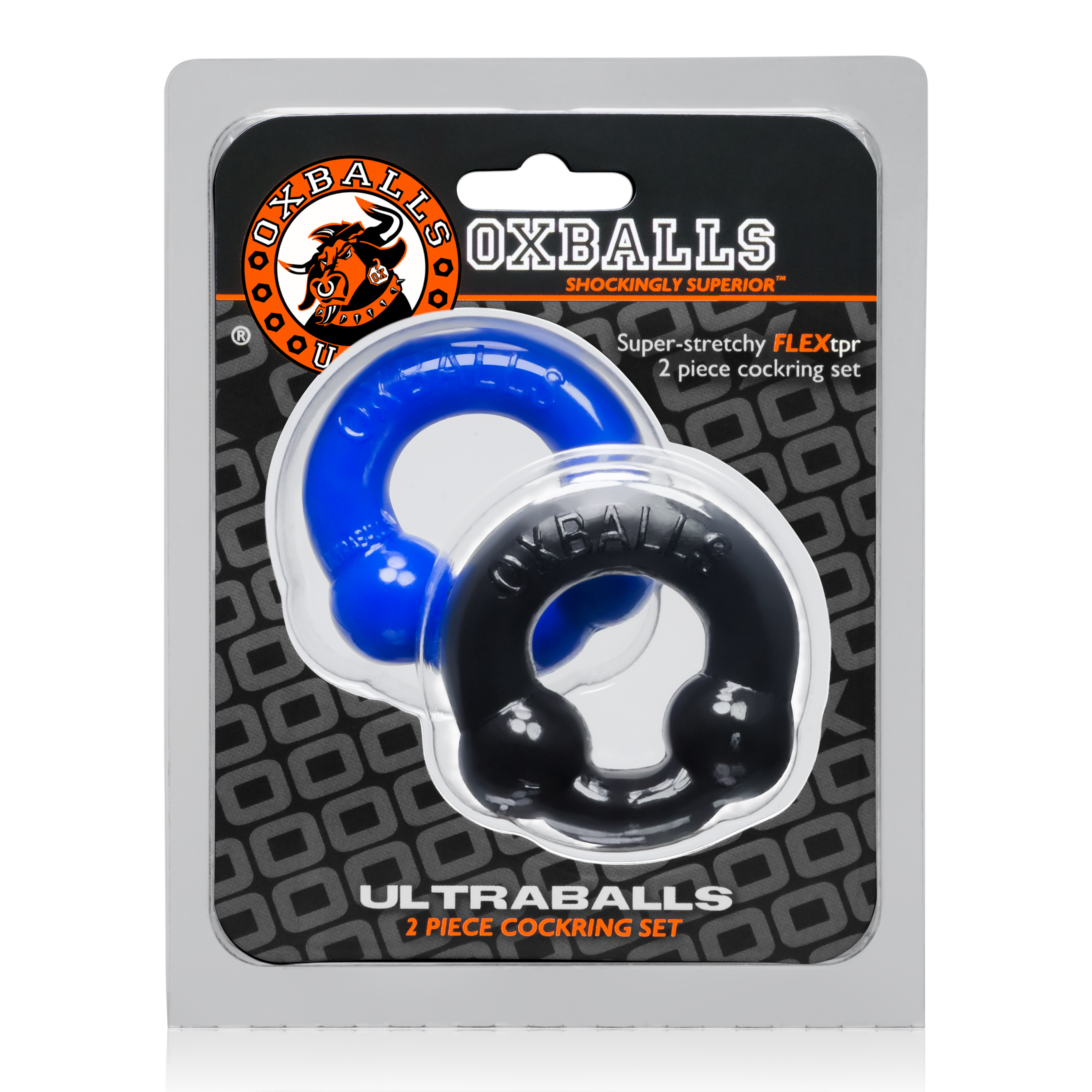 ultraballs  piece cockring set black  police blue 