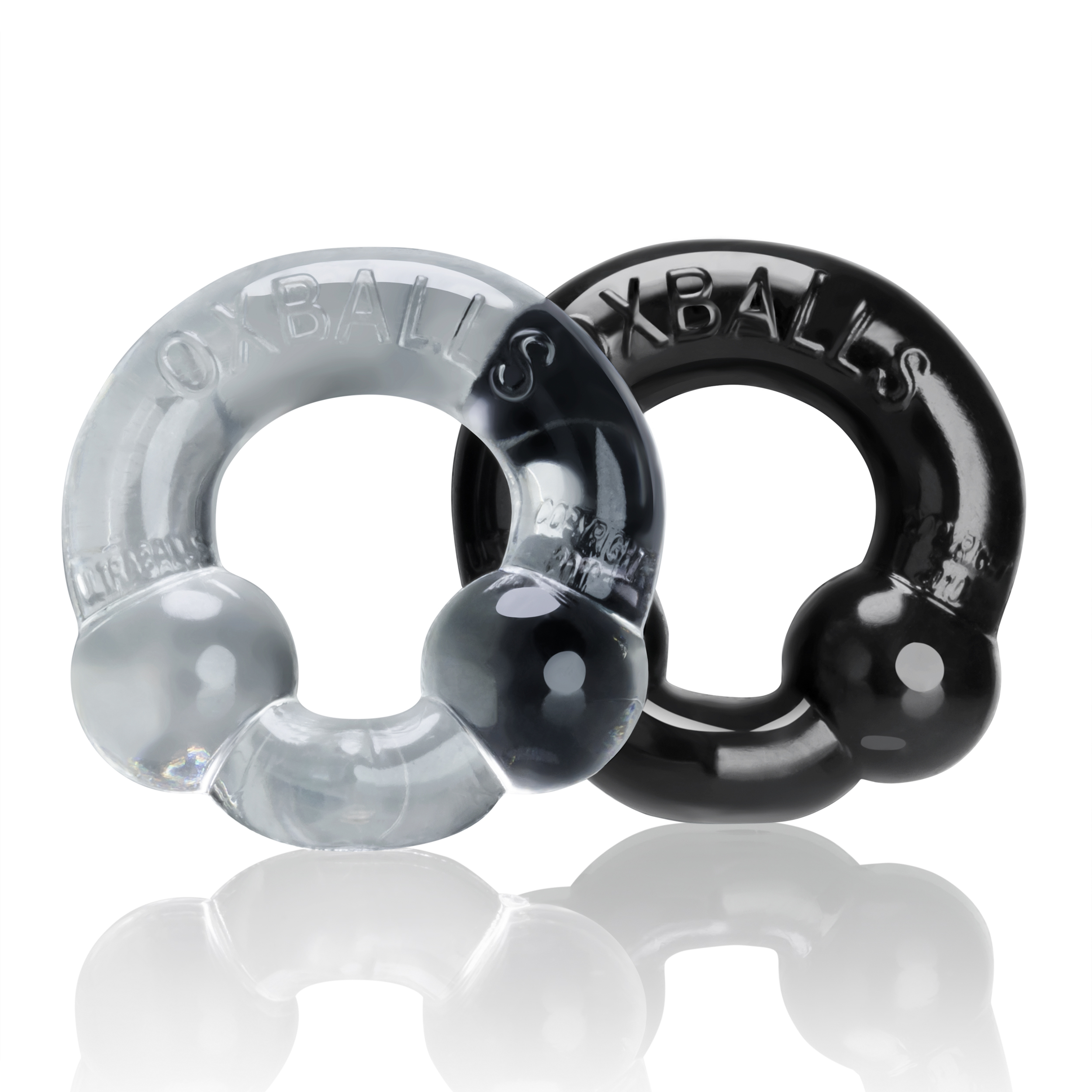 ultraballs  piece cockring set black clear 