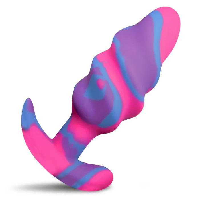 unicorn swirl silicone butt plug medium 
