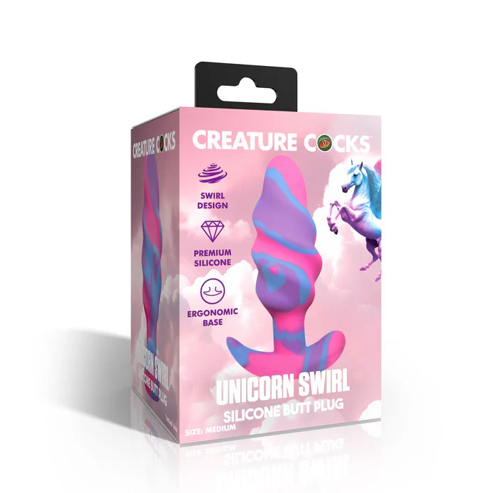 unicorn swirl silicone butt plug medium 