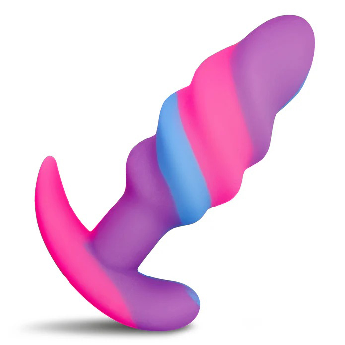 unicorn swirl silicone butt plug small 