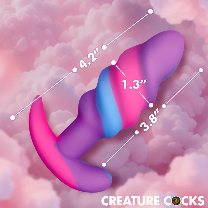 unicorn swirl silicone butt plug small 