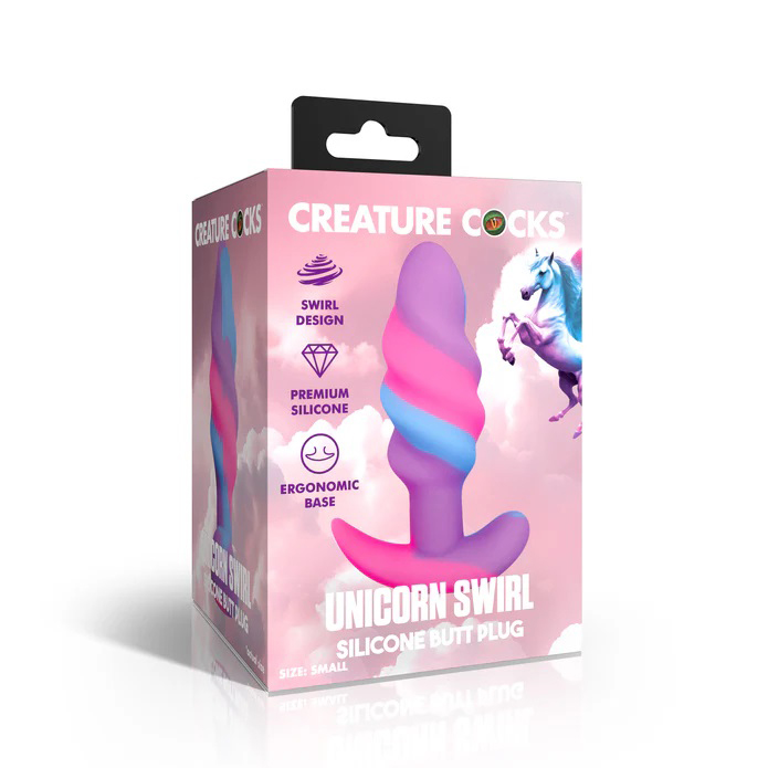 unicorn swirl silicone butt plug small 