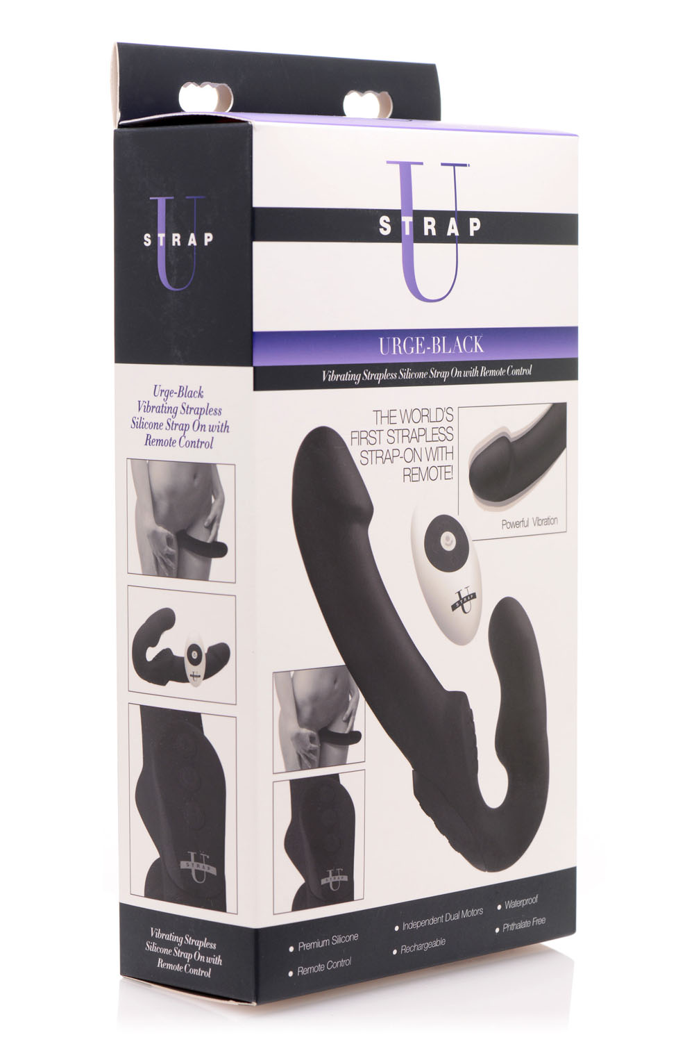 urge silicone strapless strap on with remote black 