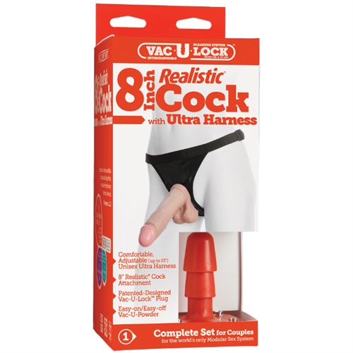 vac u lock  inch realistic cock with ultra harness 