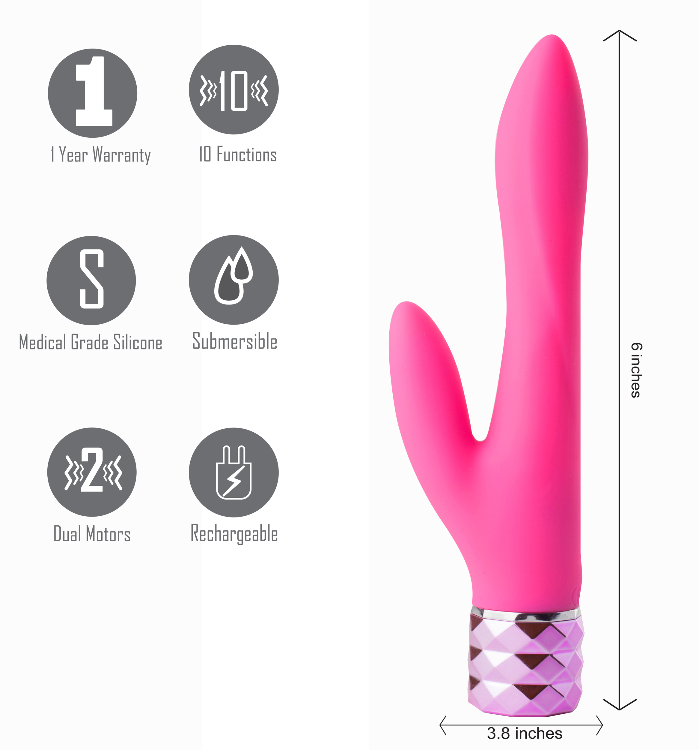 victoria crystal gem dual vibrator pink 