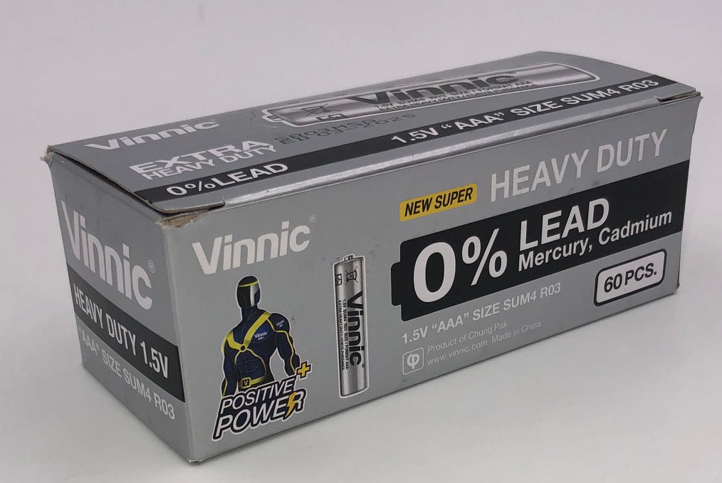 vinnic extra heavy duty aaa batteries  pc shrink pk  pcs box 